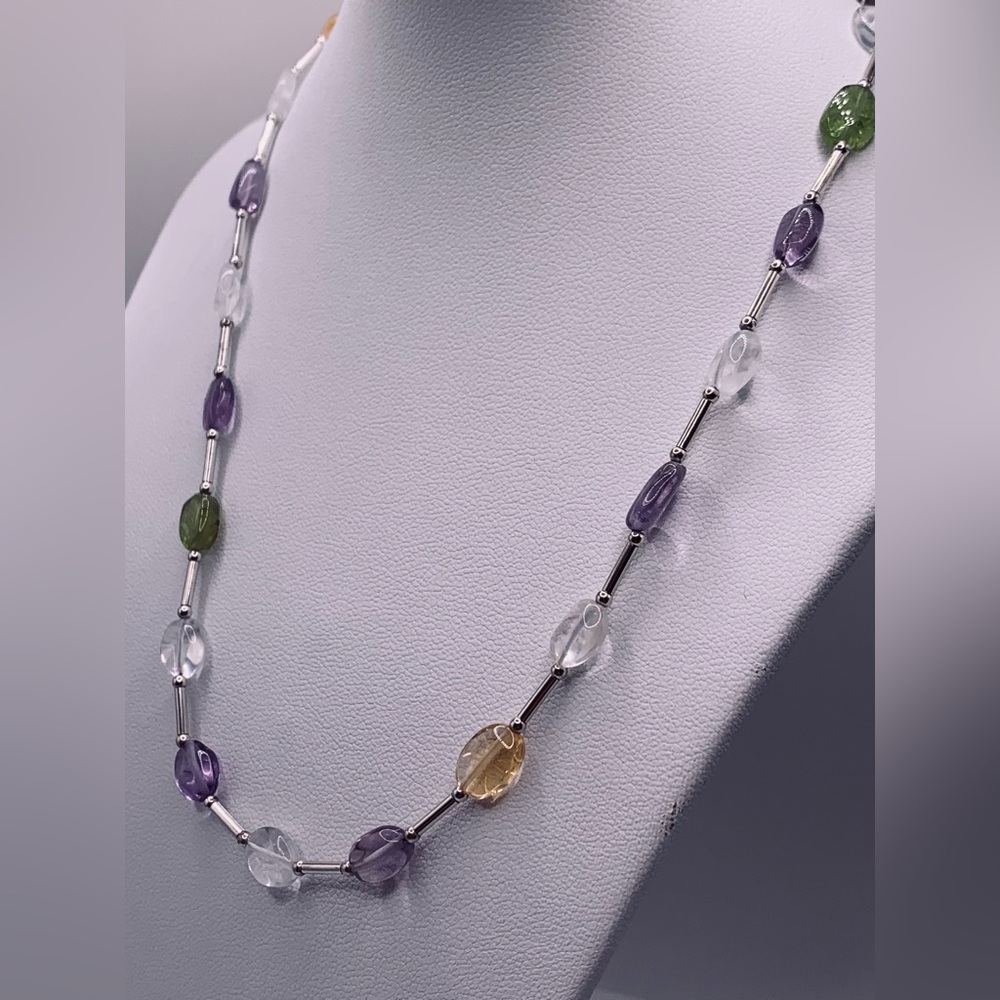 Silpada Rare Sterling Silver Multi Semi-Precious Stone Toggle Necklace - Picture 2 of 8